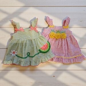 Good Lad Green and Pink Striped Dresses Sz 12M
